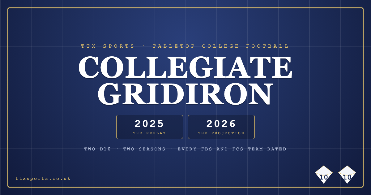 Collegiate Gridiron: two college football seasons on two d10